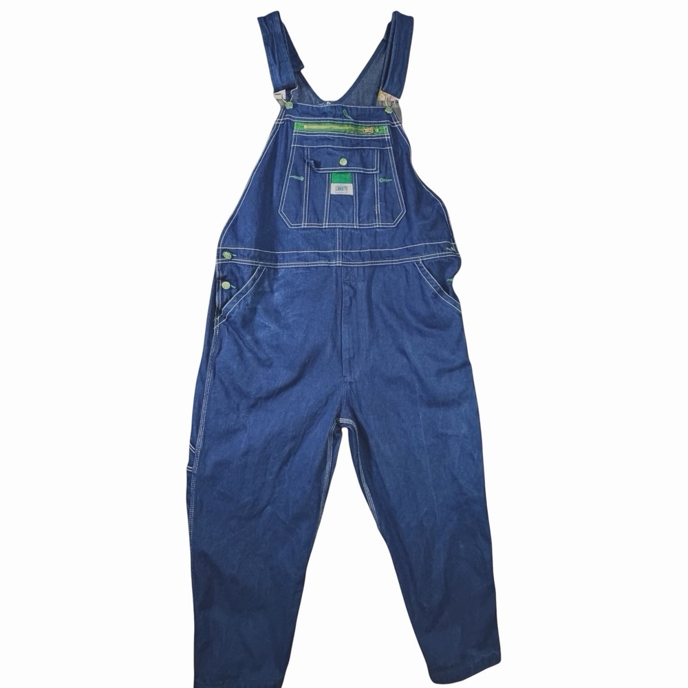Liberty Denim Overalls Mens 38 x 30 Blue Green Zip Bib Workwear Dark Blue